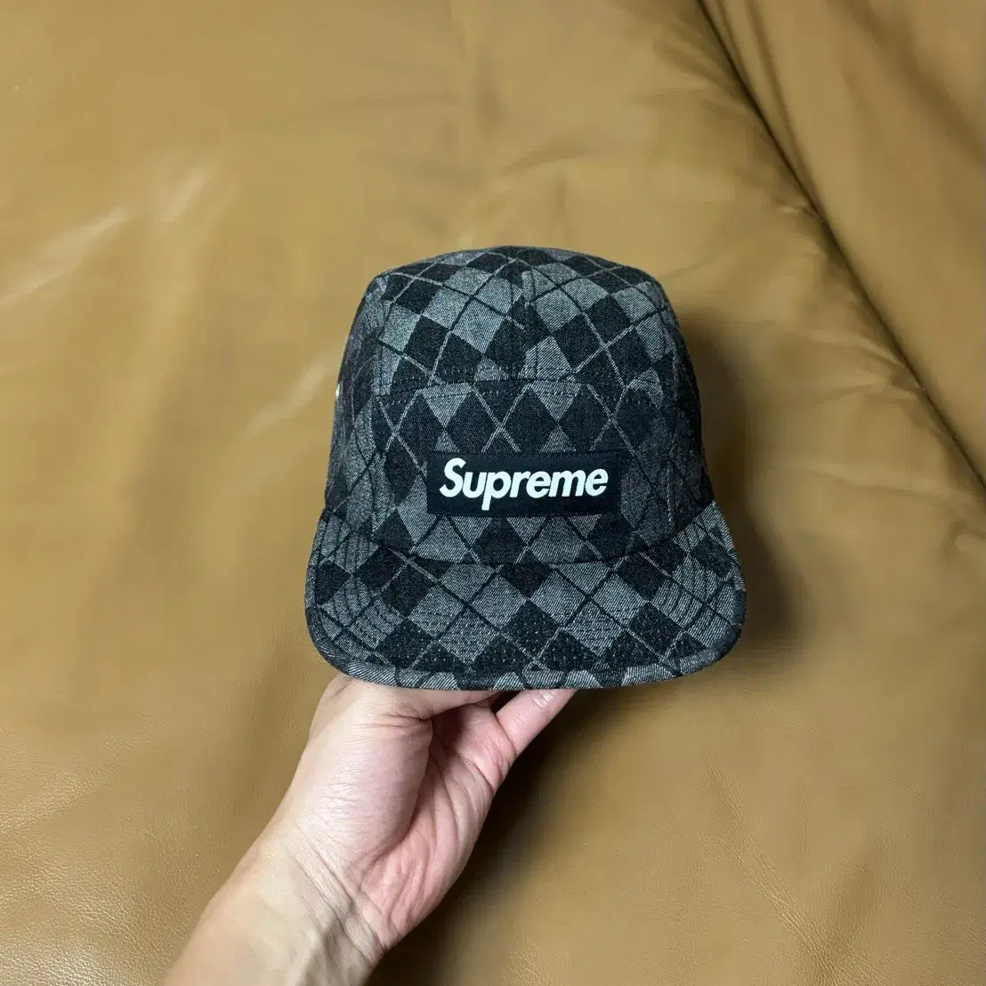 Supreme 슈프림 아가일 블랙 캠프캡 모자 (Argyle Black)