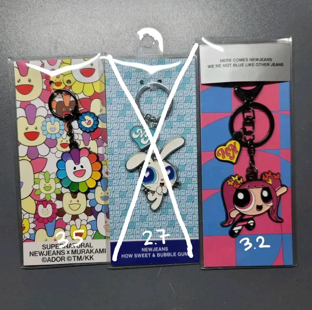 New Jeans Powerpuff Girls Murakami Metal keyring Bunnies