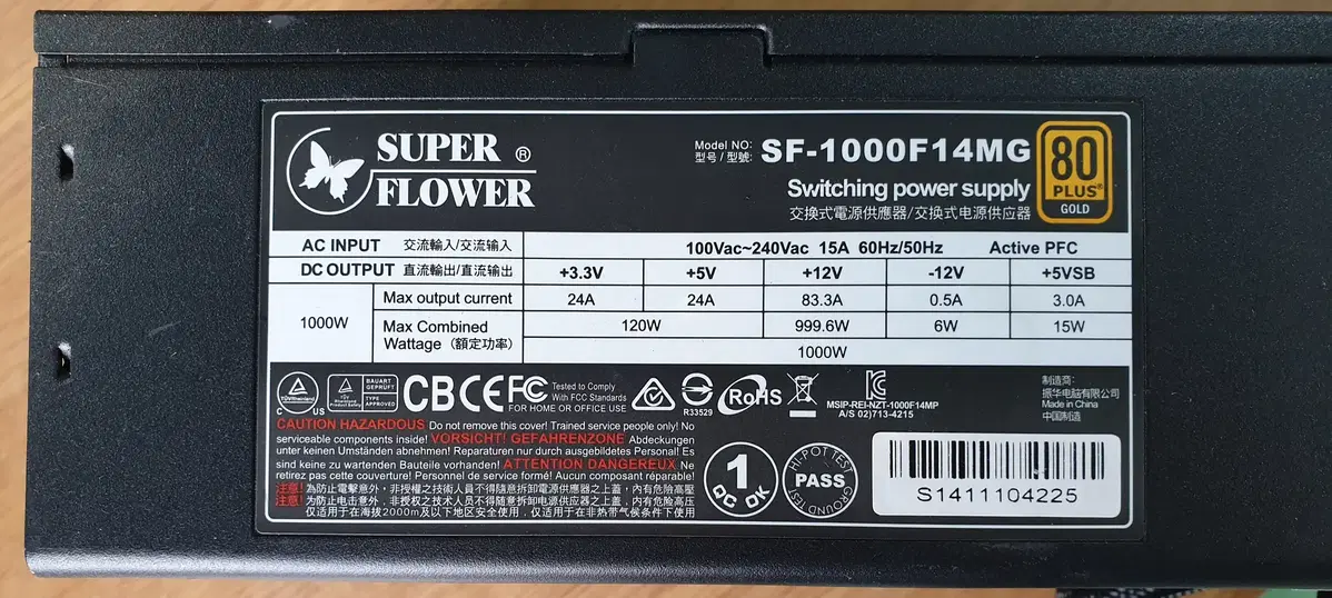 슈퍼플라워 1000W 모듈러파워 sf-1000f14mg