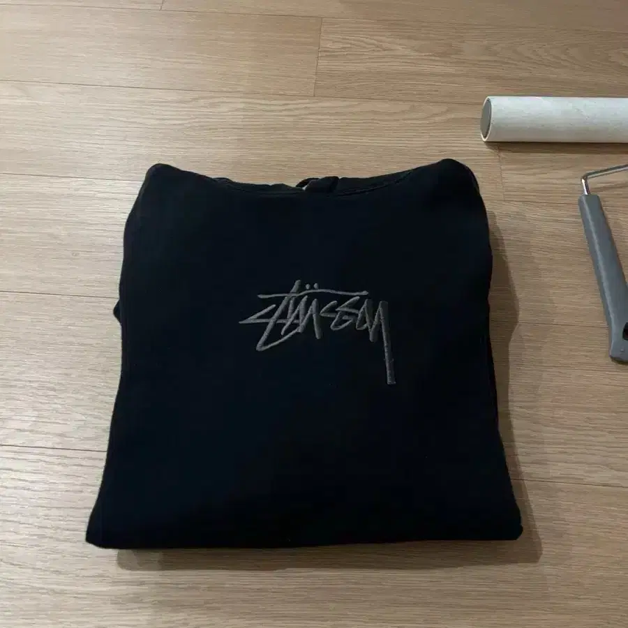 Stussy 스투시 스탁 로고 아플리케 후드 블랙