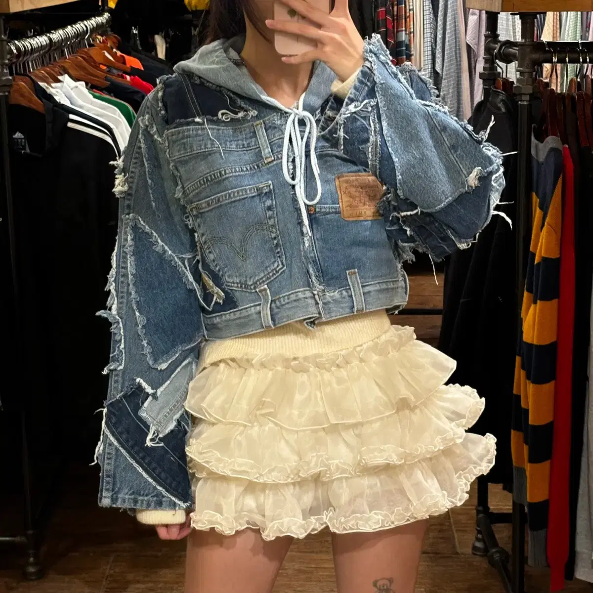 [HI] LEVI'S 리바이스 리메이크 크롭 후드 집업 자켓