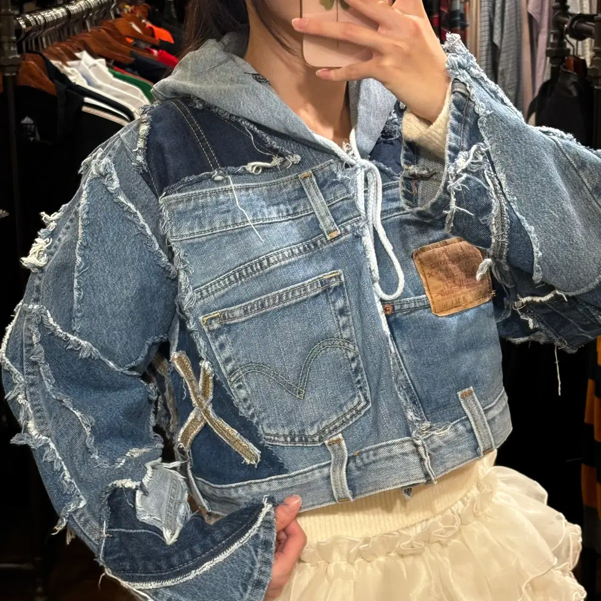 [HI] LEVI'S 리바이스 리메이크 크롭 후드 집업 자켓