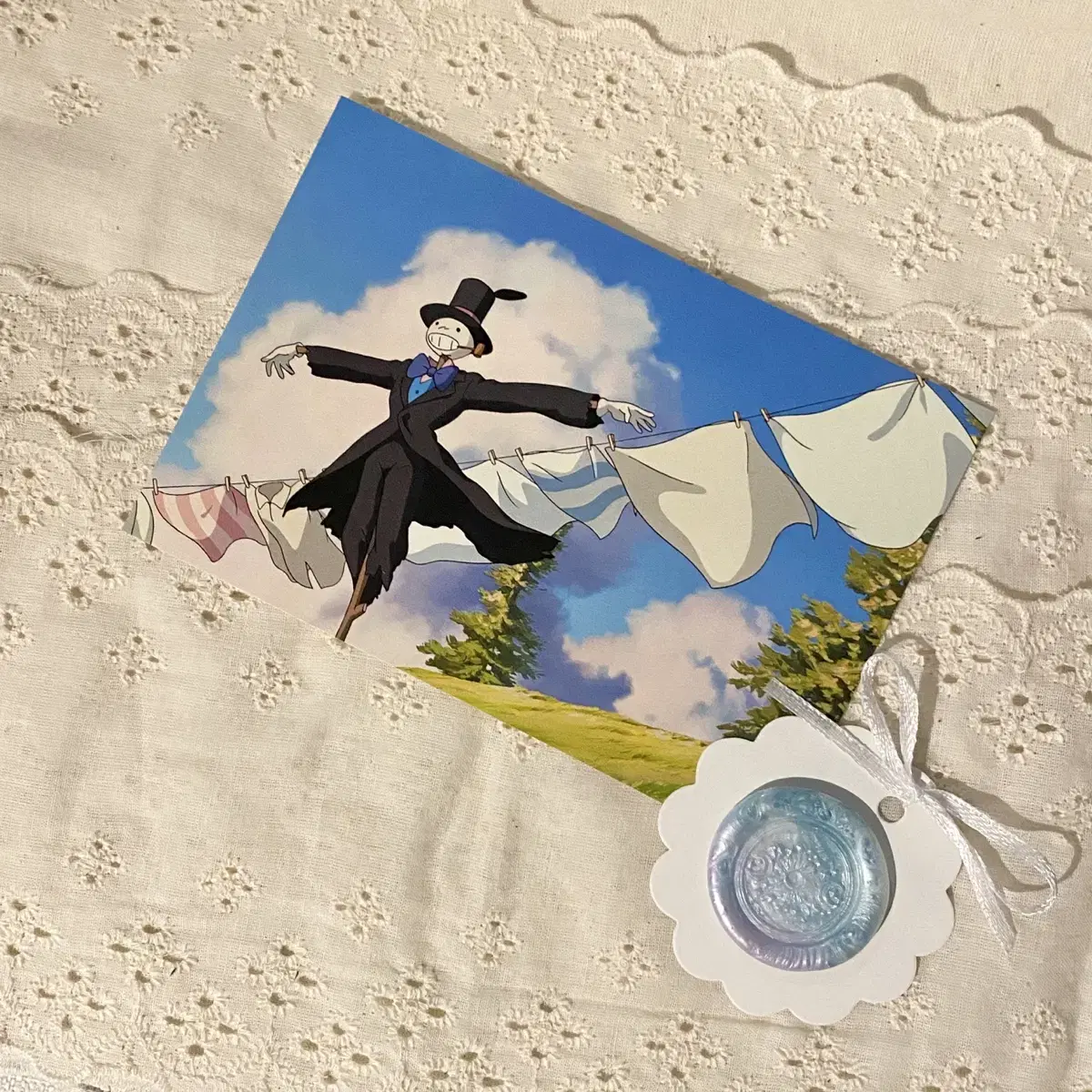 {Howl's Moving Castle} Ghibli Genuine Postcard & Sealing Wax