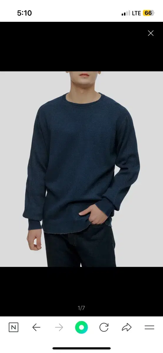 M DOUBLE L L Indigo Jacquard Knit Crew Neck