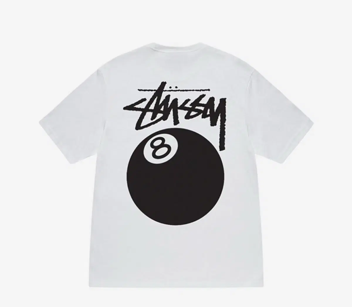 [M]Stussy 8-Ball Short Sleeve White