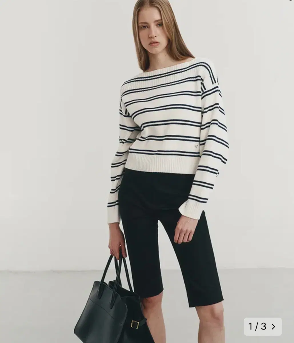 던스트 striped knit top navy S사이즈