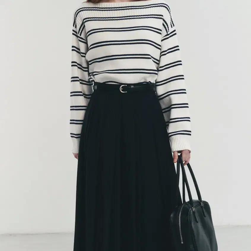 던스트 striped knit top navy S사이즈