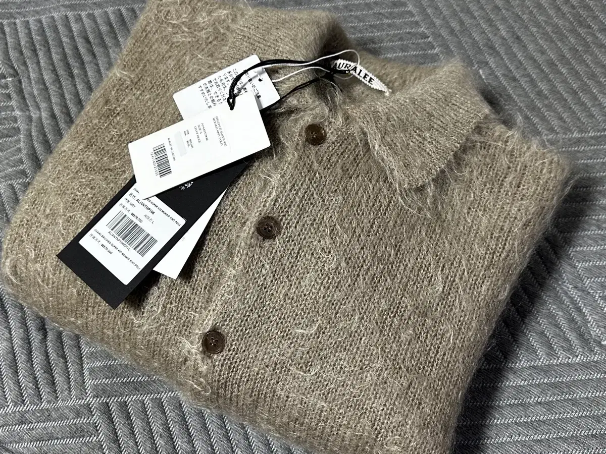 [L/5] 24FW Auralee Aurari Mohair Knit Polo Gray Beige