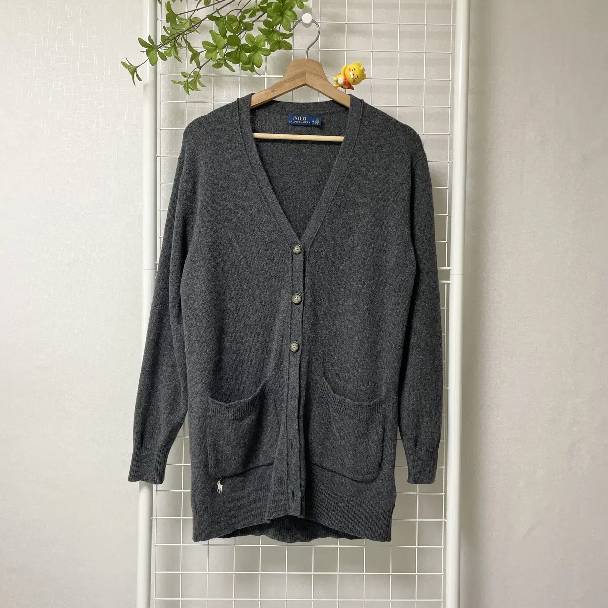 Polo White Pony Wool and Cashmere Cardigan Gray WK-0056