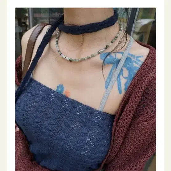 모래하우스 목걸이 pipe antique necklace 그린