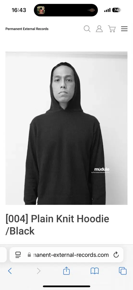 Mudule Plain Knit Hoodie Black