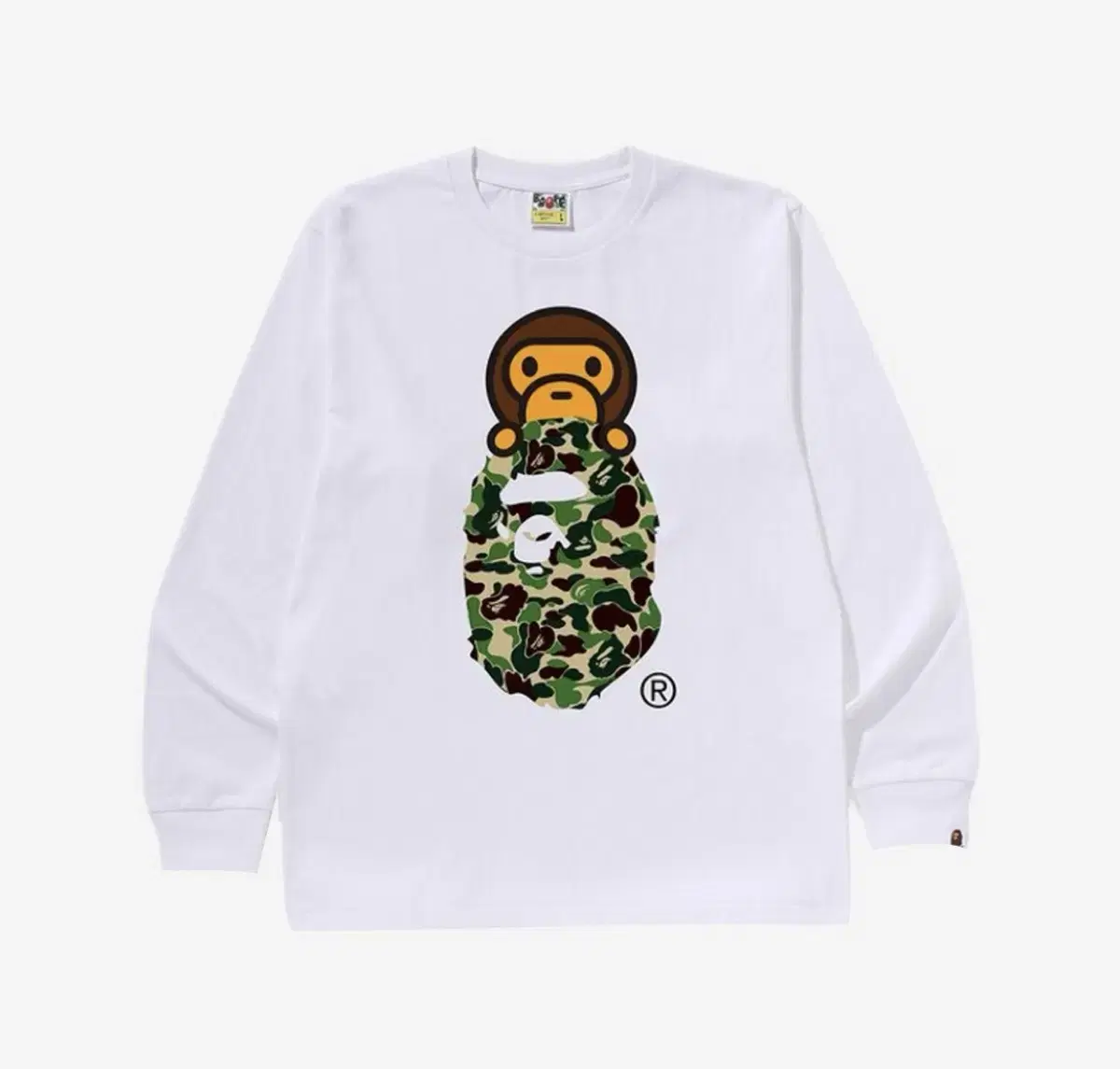 Vape ABC Camo Milo On Ape Head Long Sleeve T-Shirt White Green