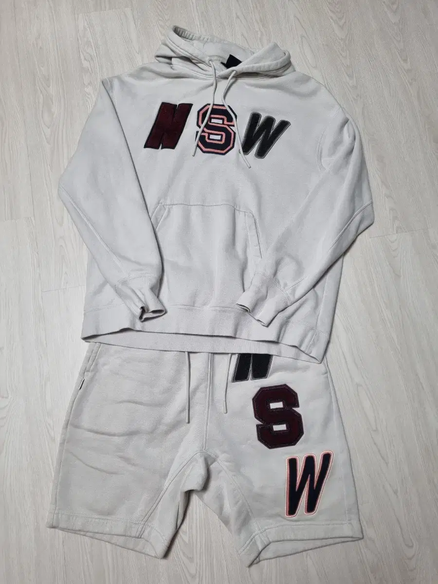 (Top OverseasM BottomM) Nike NSW Hooded Shorts Set