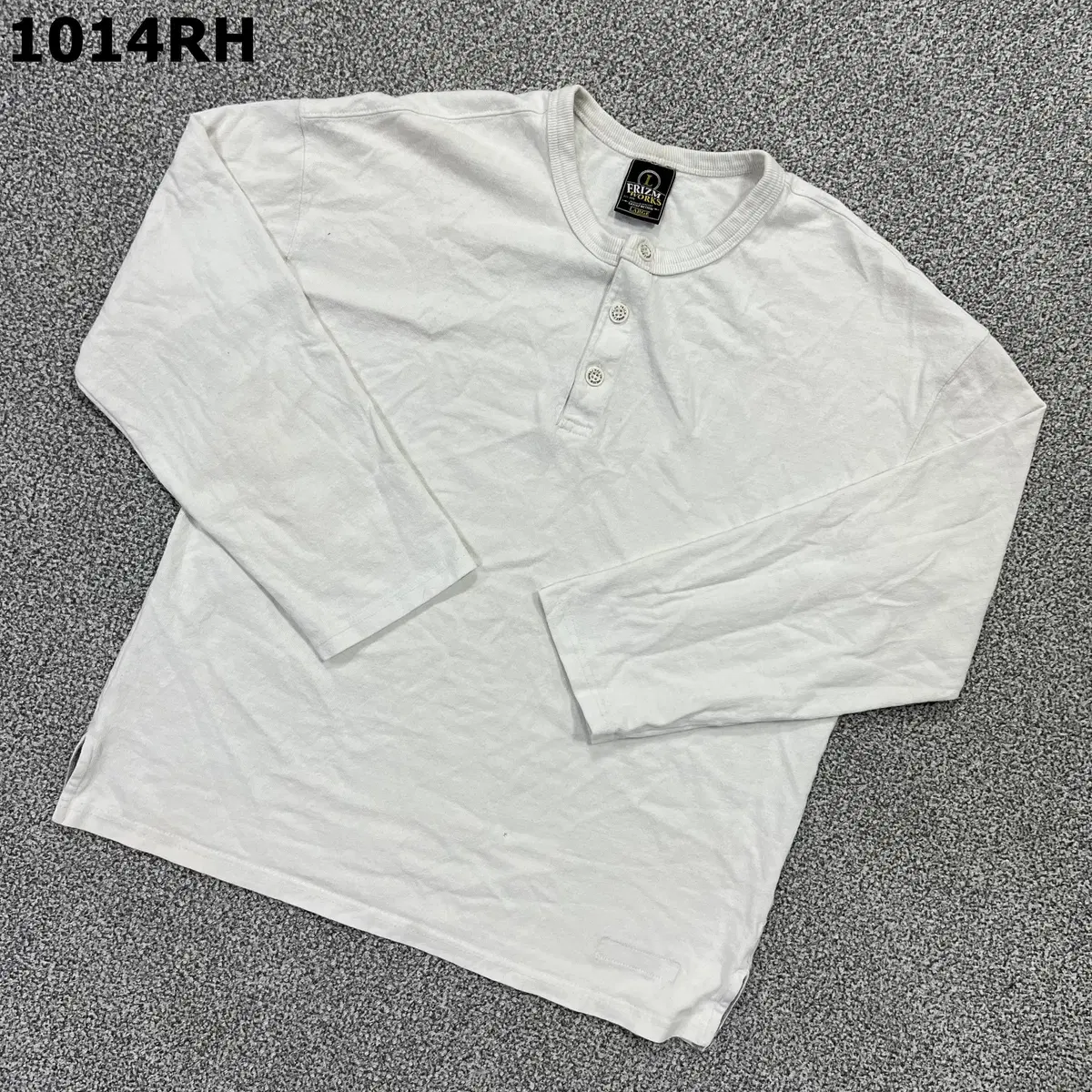 [L] Prismworks Men's Vahn Button Long Sleeve T-Shirt White 1014RH