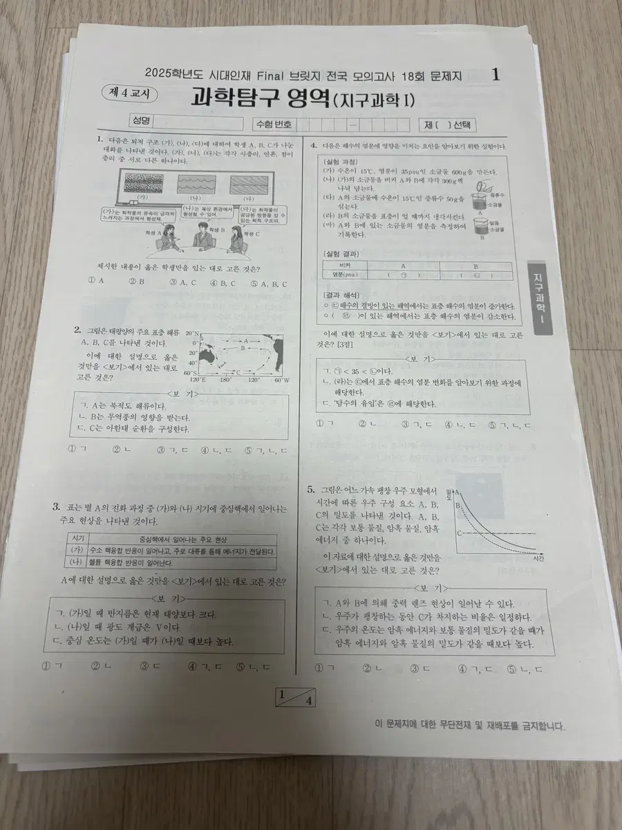 2025 시대인재 이신혁T 지구과학1 모의고사