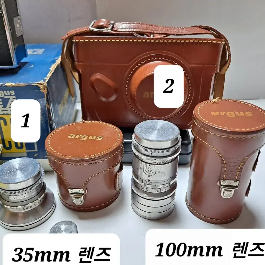 빈티지/앤틱 미국 Argus C3  카메라를 위한 100mm 망원렌즈