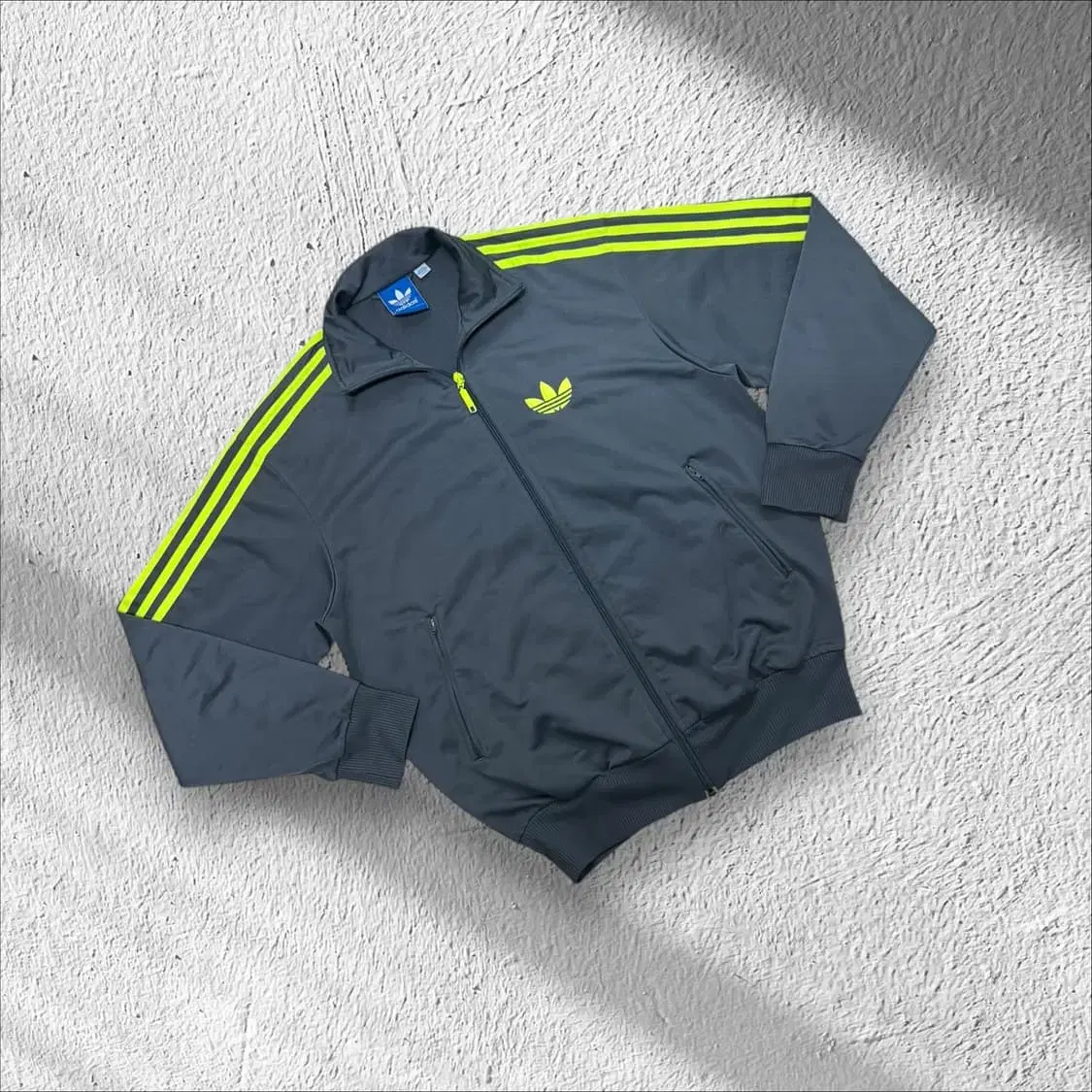 Adidas Firebird Grey Lime Fluorescent Adidas Jersey Zip Up