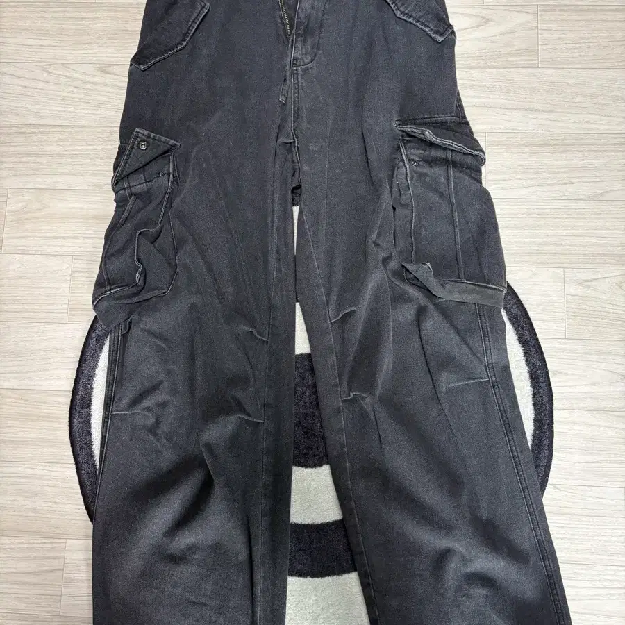 (빅유니온) DENIM PLEATED CARGO PANTS 블랙 S 팜.