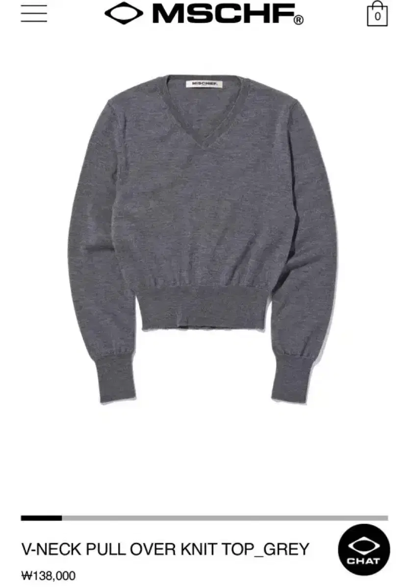 미스치프 니트 V-NECK PULL OVER KNIT TOP_GREY