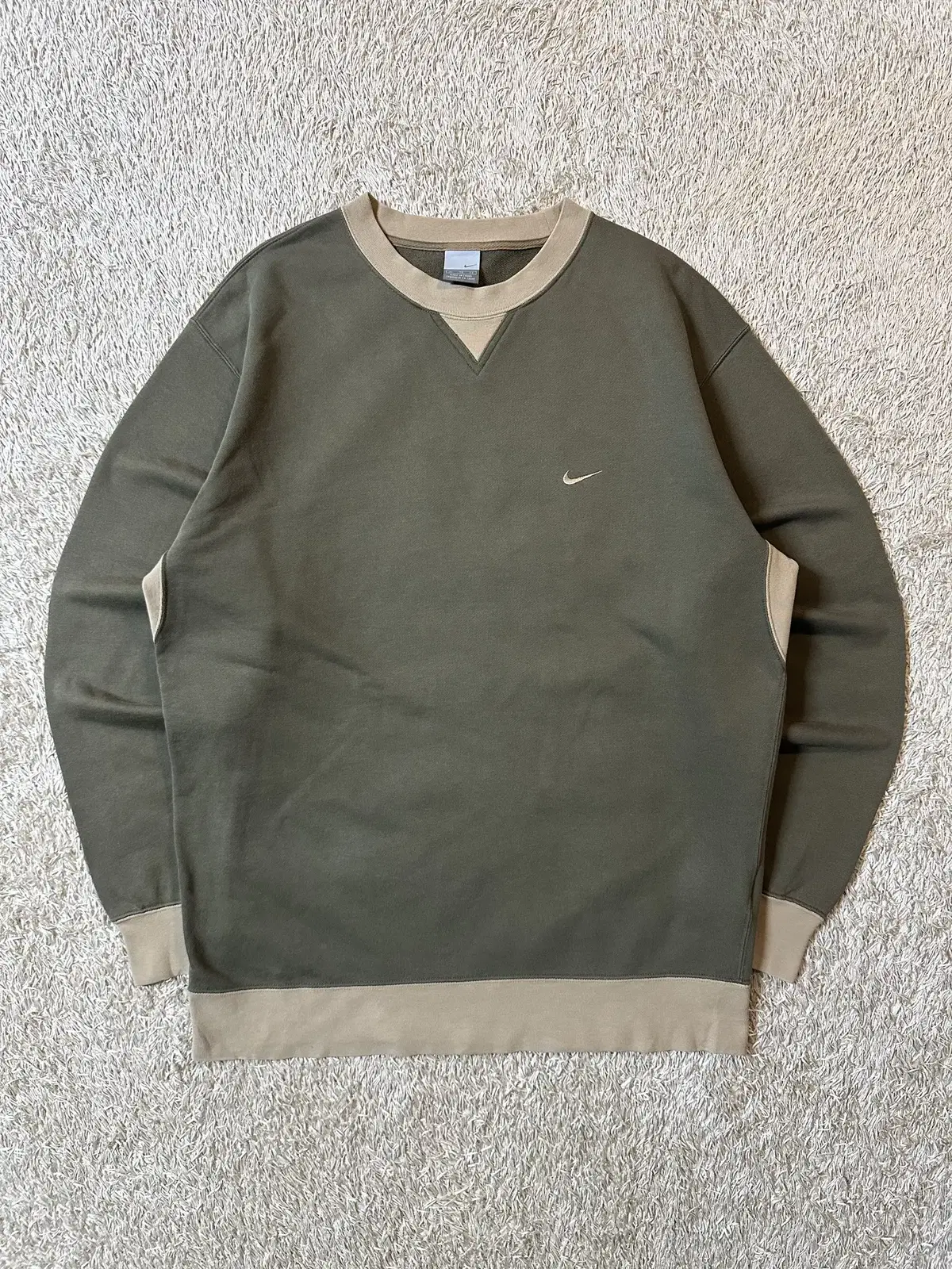 [XL] 00s NIKE NIKE Old School Swoosh Man to Man Khaki Beige