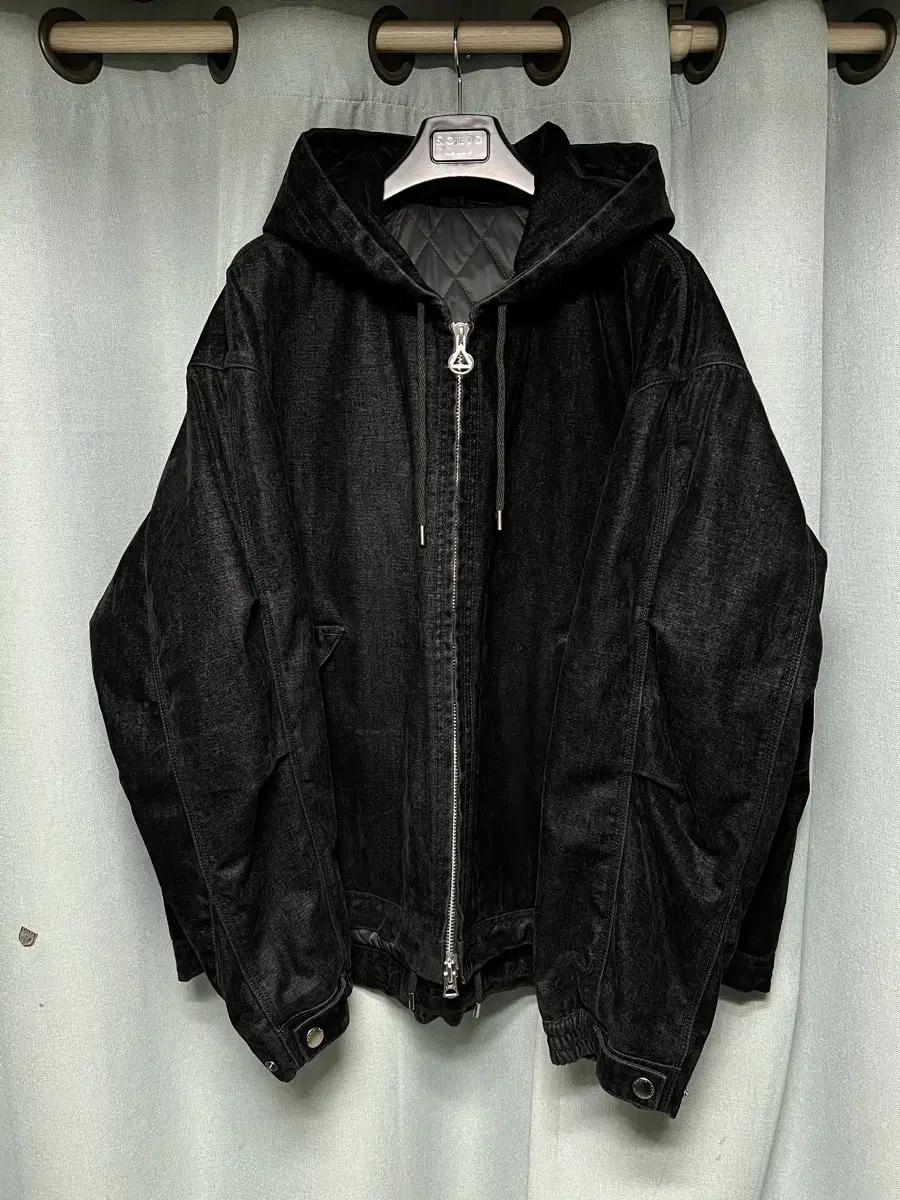 Solid Homme 24FW Black Washed Velvet Hooded Jacket 50