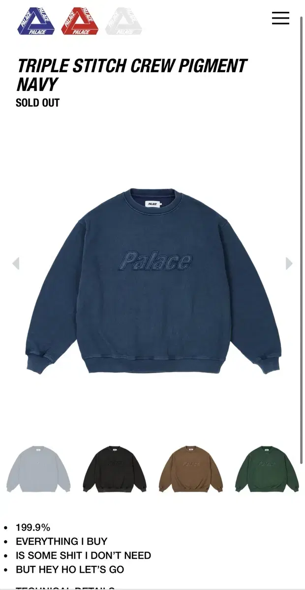 Pallas 24FW Triple Stitch Crew Pigmented Navy