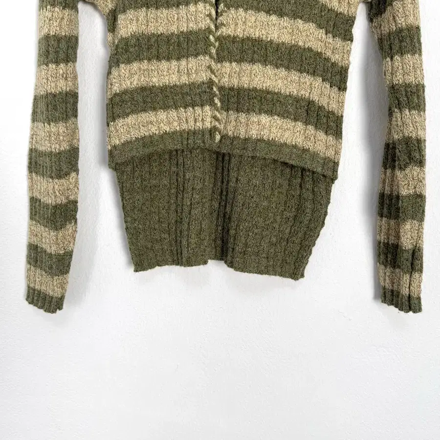 vintage  olive stripe layered knit top