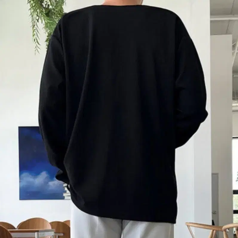 2XL 빅사이즈 헨리넥 스판 긴팔티 블랙 새상품