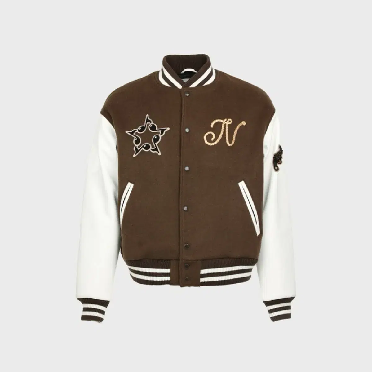 Nextdoor Lips Varsity Jacket Khaki Brown 3 sizes