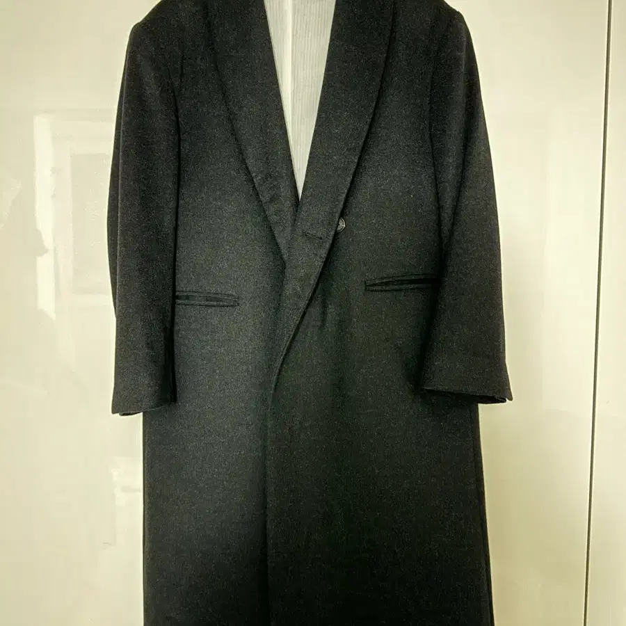 Stu office shwal collar coat charcoal