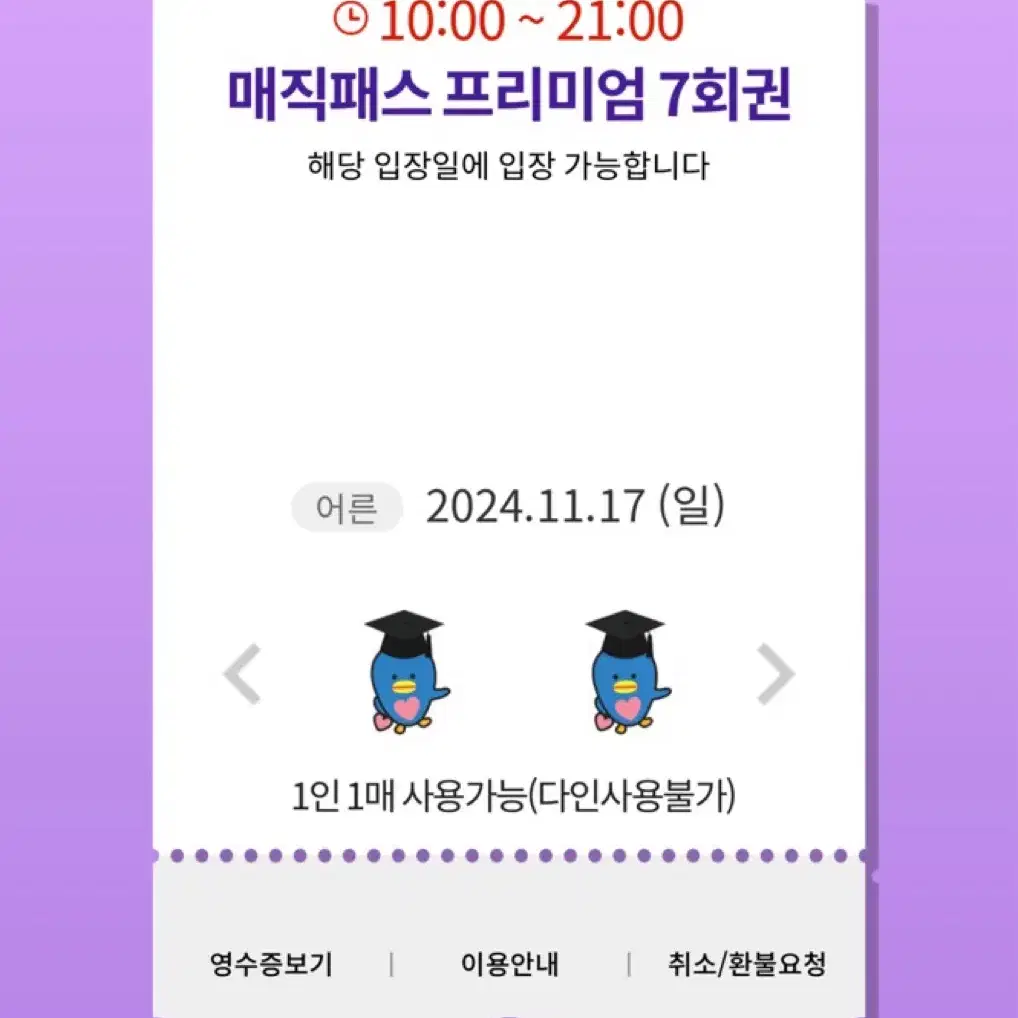 11월17일(일)롯데월드 매직패스 7회권