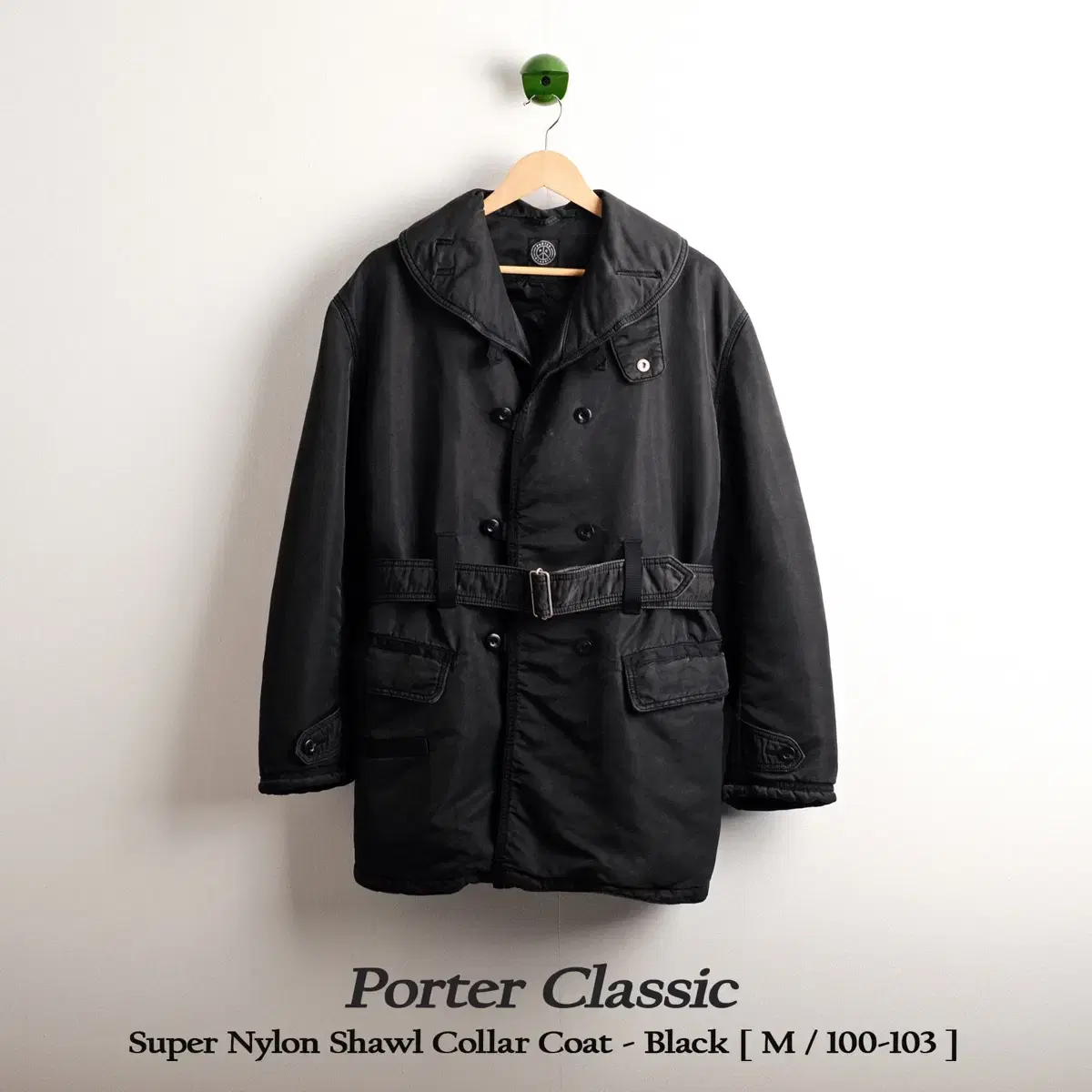 Porter Classic Super Nylon Shawl Collar Coat Black size M(100-103)