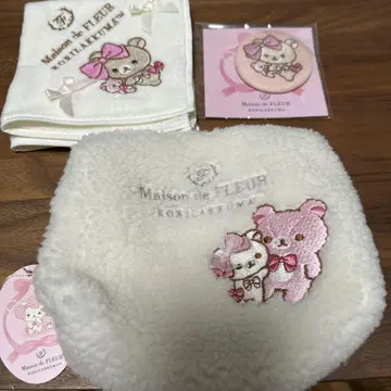 코리락쿠마 eison de FLEUR 파우치 손수건 자수 배지