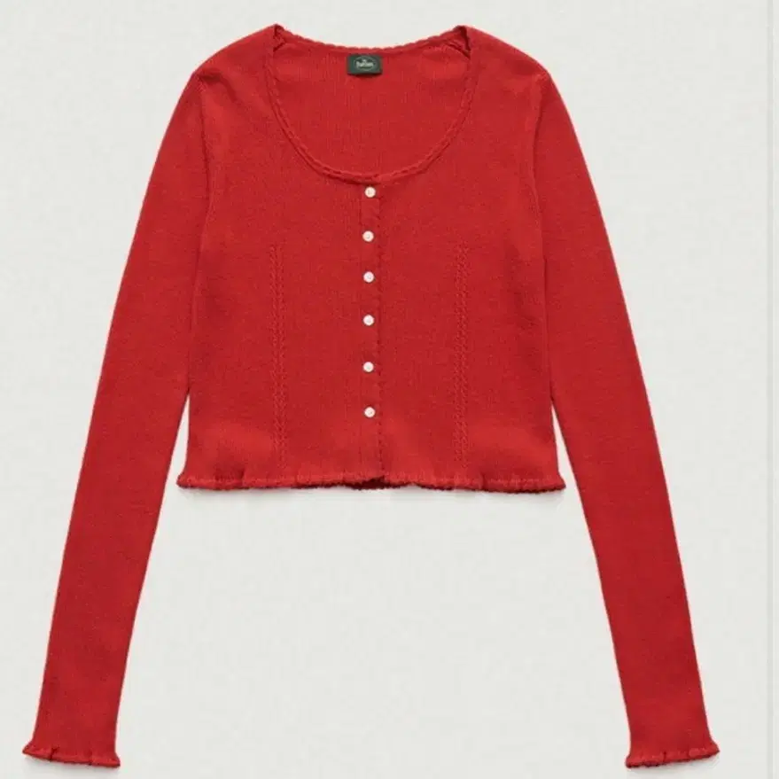 더바넷 Scallop Cropped Knit Cardigan