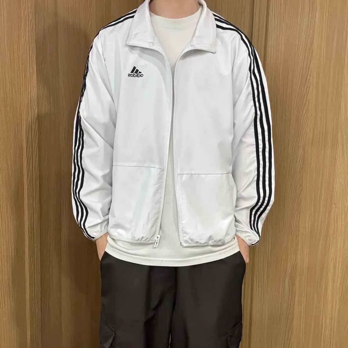 Wanwon Shop Adidas Logo Tricot Track Jacket White Black 2XL