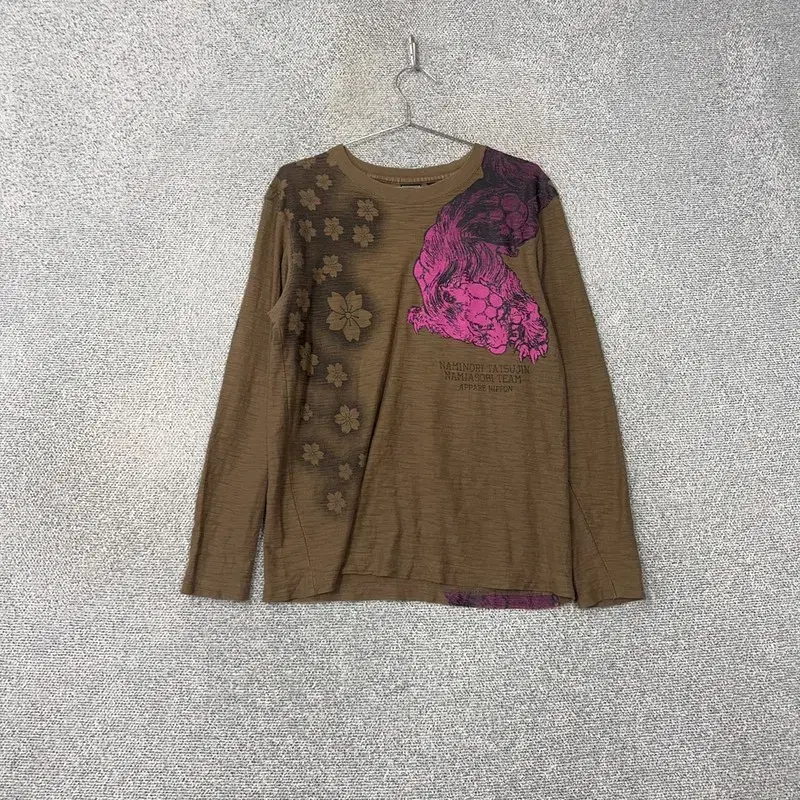 Vintage Flower Brown Long Sleeve Tee M