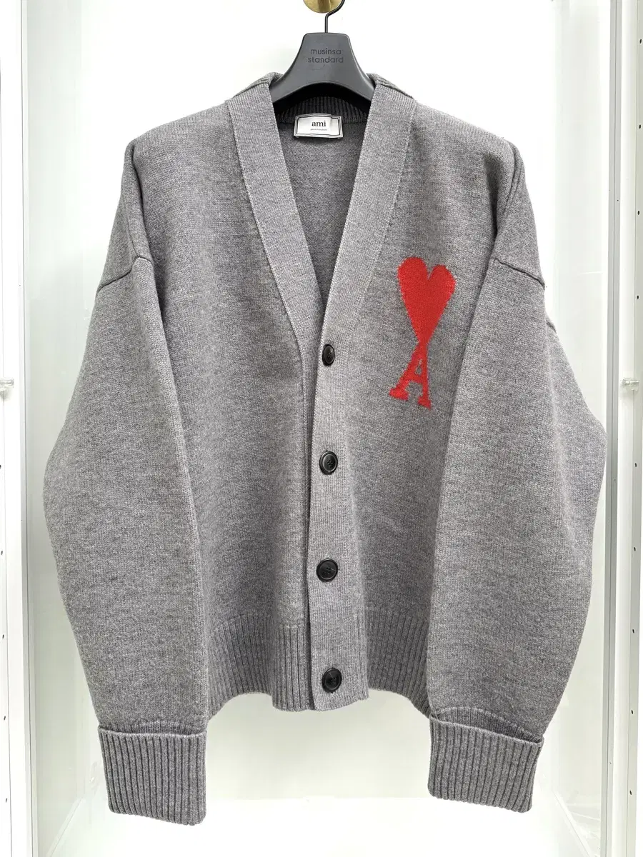 [S+ New] Ami Big Heart Oversized Cardigan Gray L