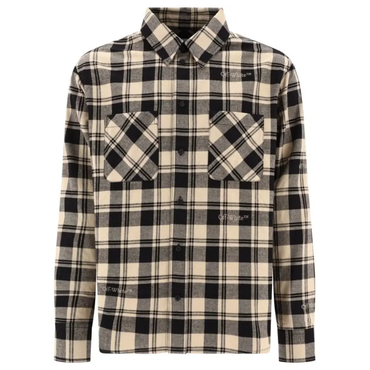 Off-White Beige Check Shirt Size XL