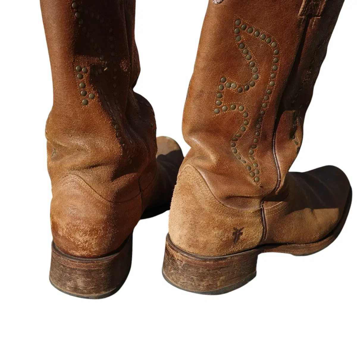 vintage frye stud logo western boots