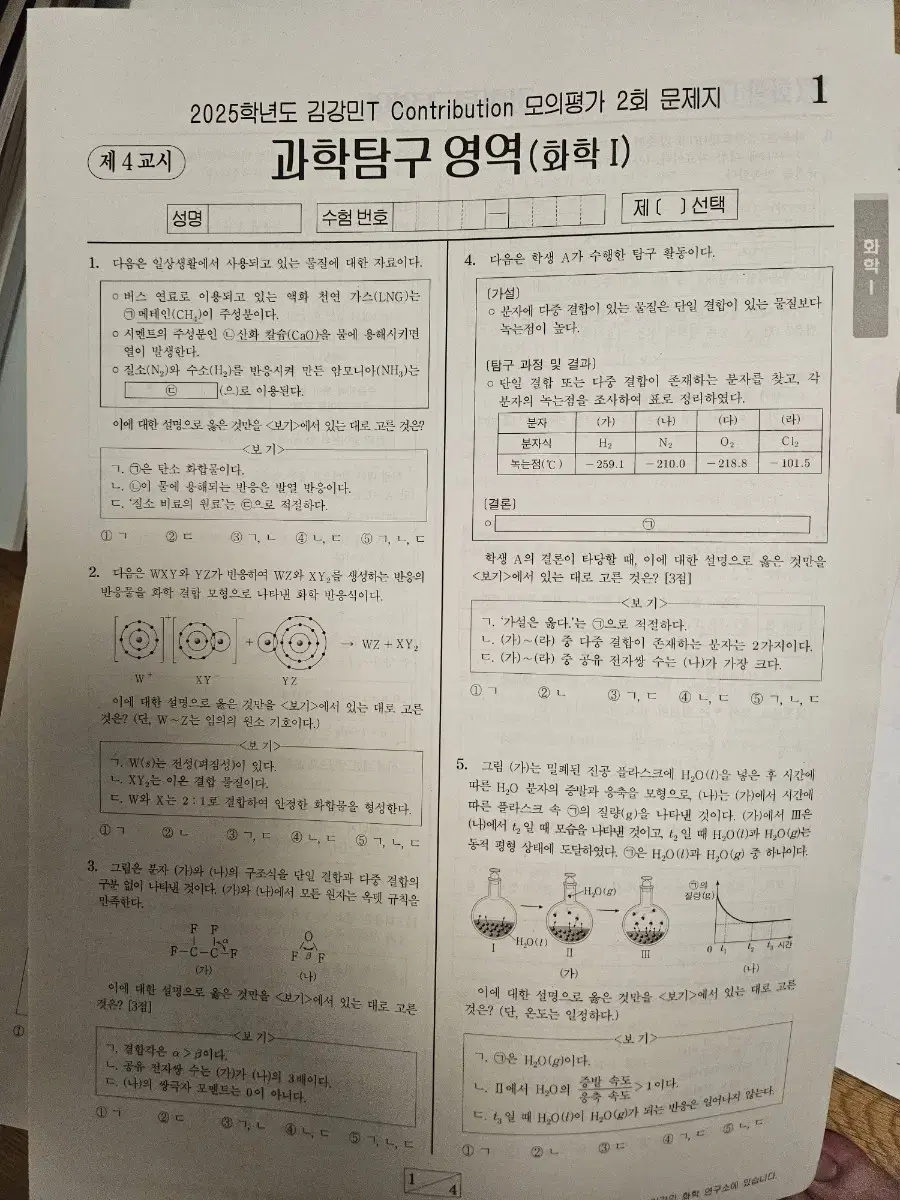 시대인재 김강민 화1 Contribution 모의고사