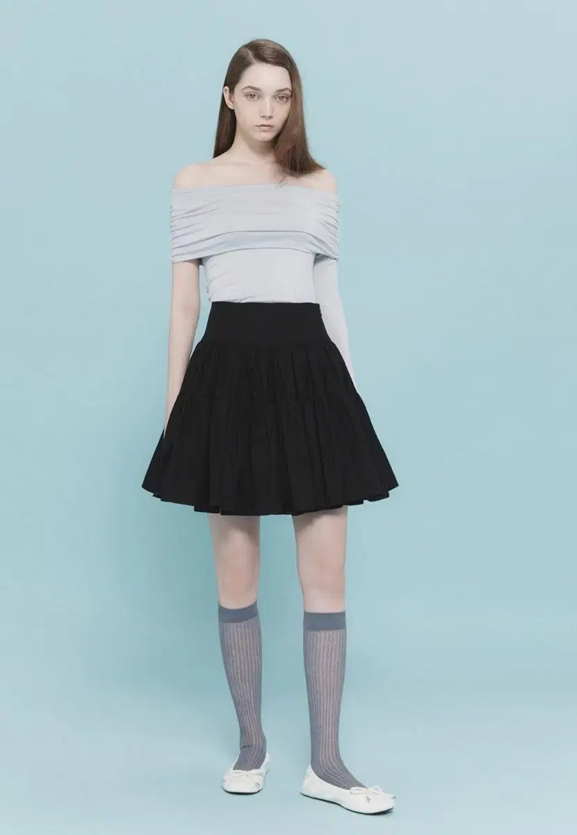 더티스 CREAM COTTON SKIRT (BLACK) S사이즈