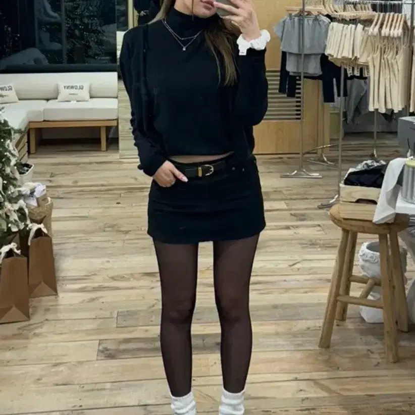 글로니(glowny) 99 LOW-RISE MINI SKIRT M 블랙