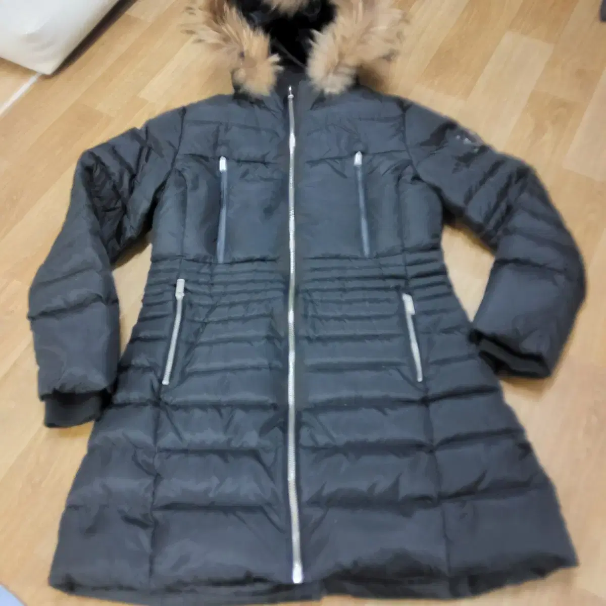 Women's Goose Down Long Padded Hooded Raccoon Fur Jumper Parka 105