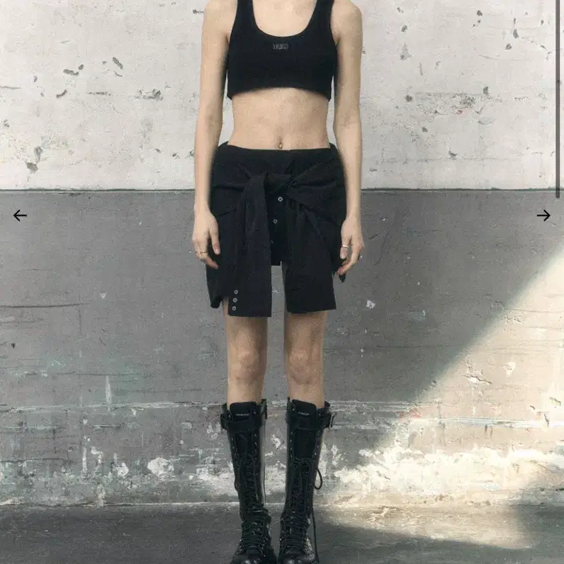 보헴서 UNBALANCED SHIRT SKIRT, BLACK