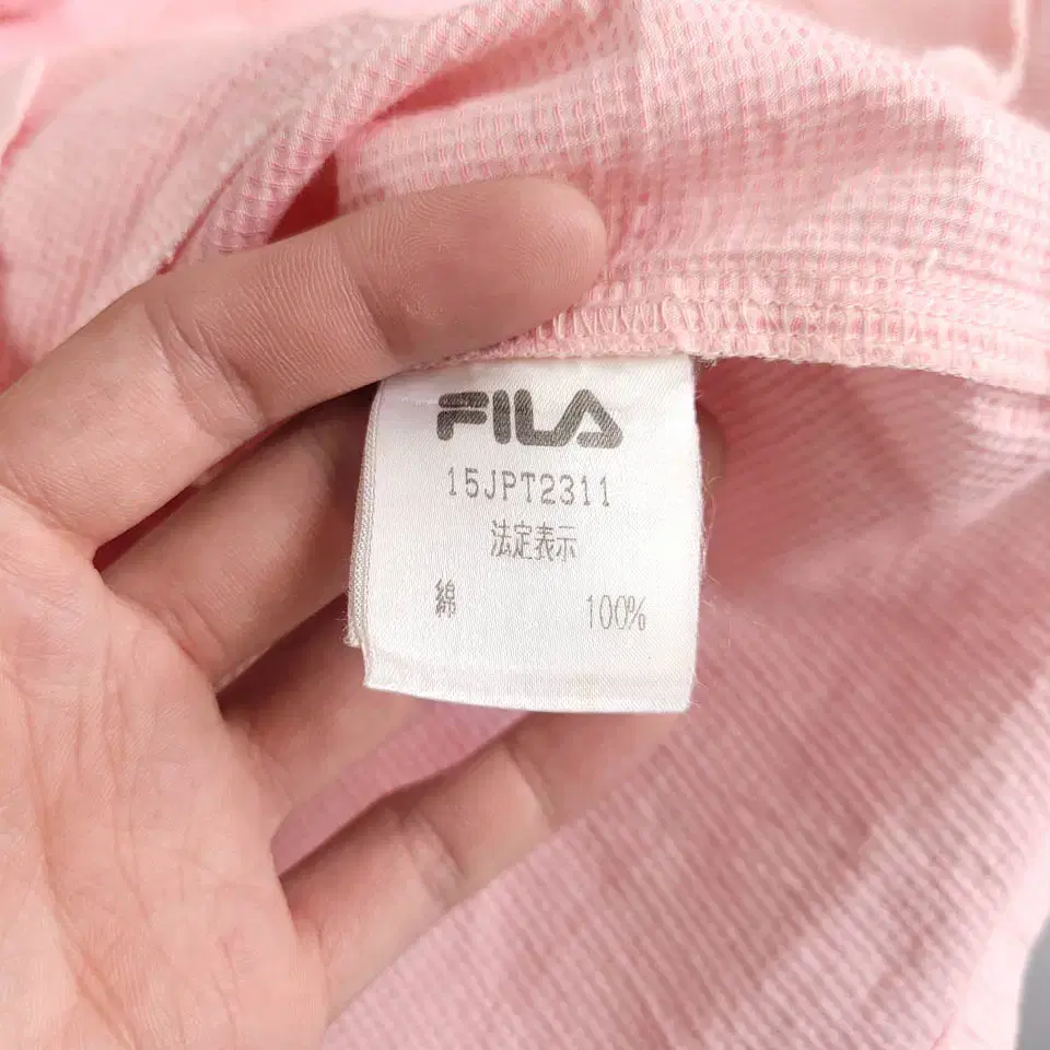 FILA 필라 휠라 JP 00s 베이비핑크 딸기우유 톤톤 로고자수 체스트