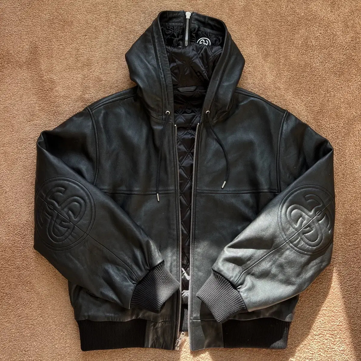 Stussy SS Link Leather Bomber Jacket Black L