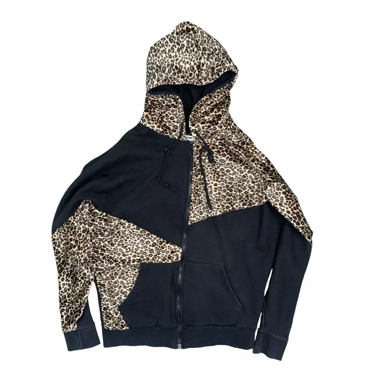 Rock Candy Leopard Unbalance Over Hooded Zip-up