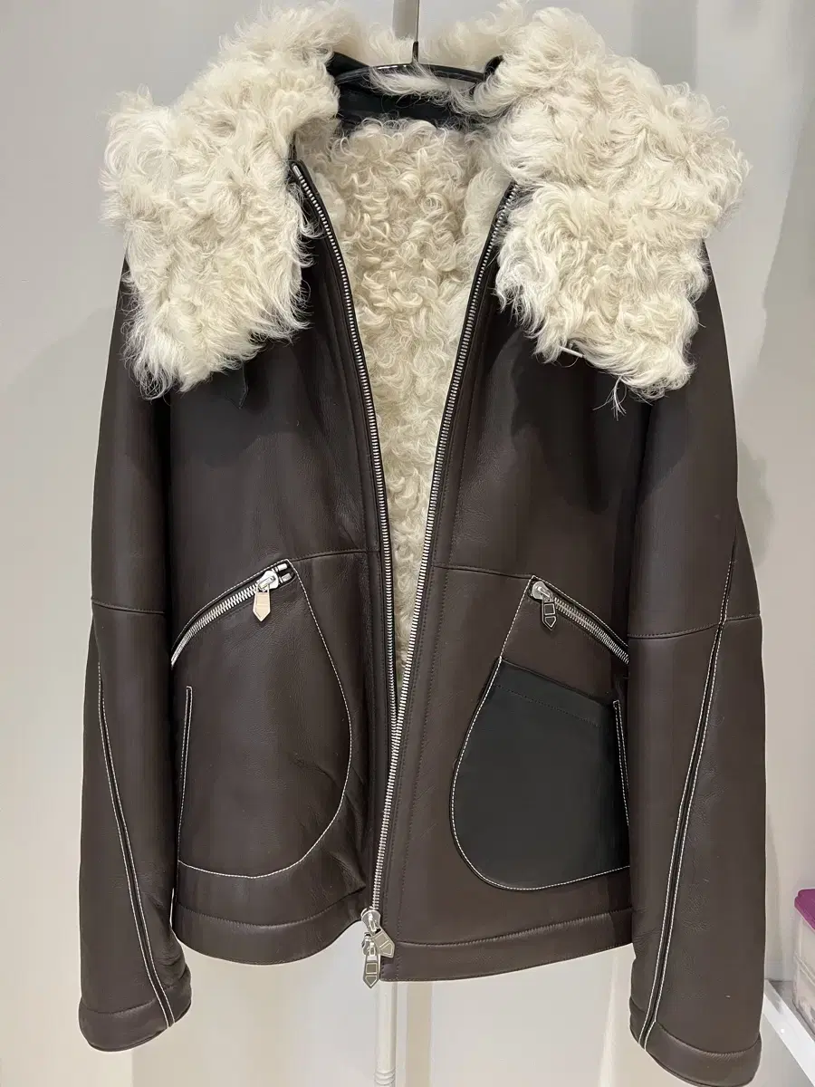 [46IT] Hermès 22FW Shearling Lambskin Jacket