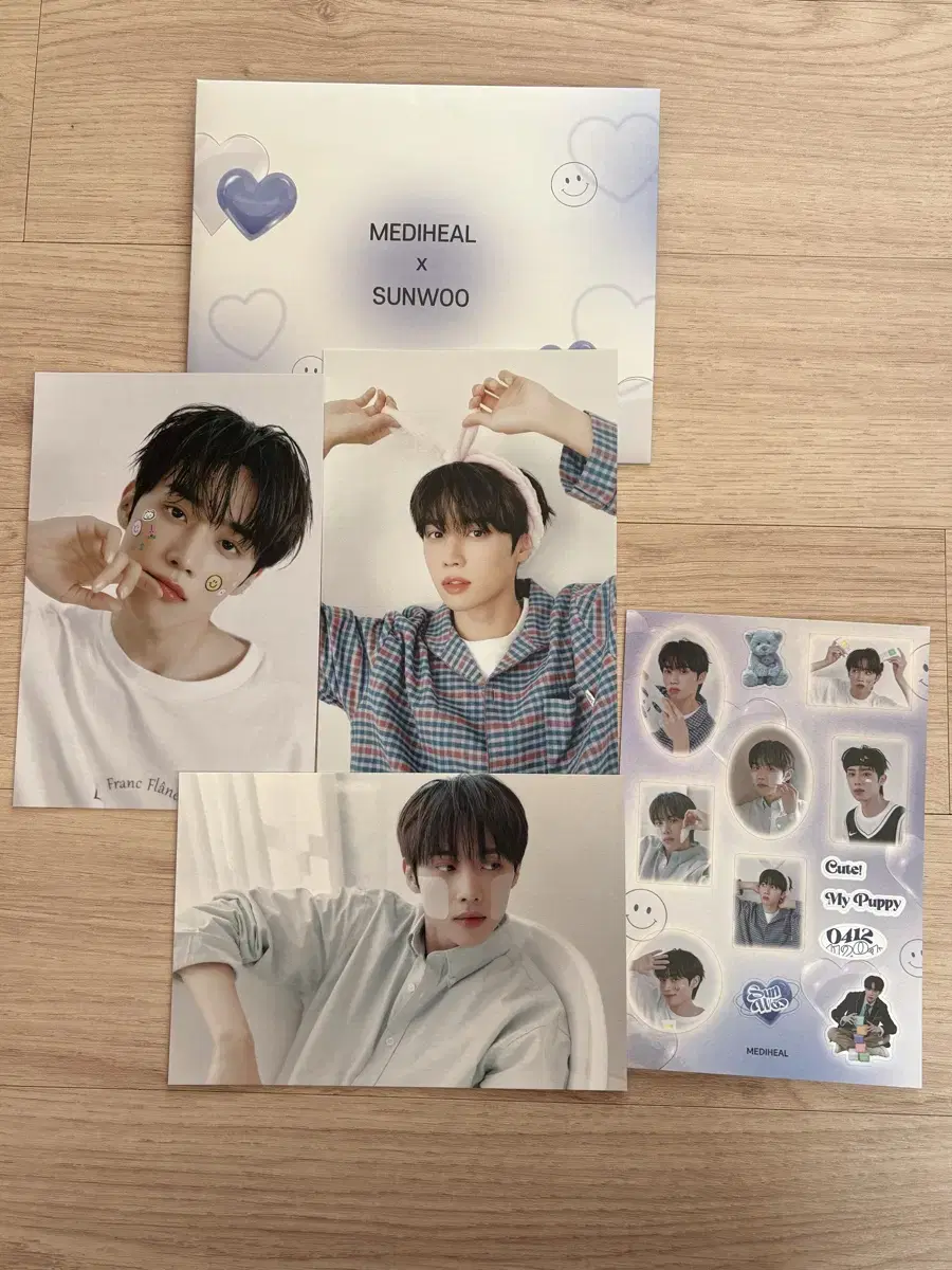 Mediheal sunwoo postcard + sticker full set new limited edition poster