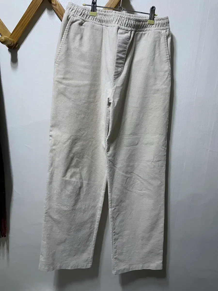 Metallic corduroy banded wide-leg pants